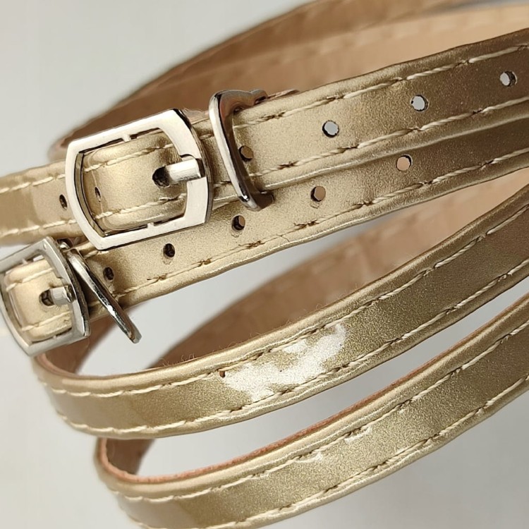 Paseczki eko skóra do butów z klamerką 8 mm złote 60 cm