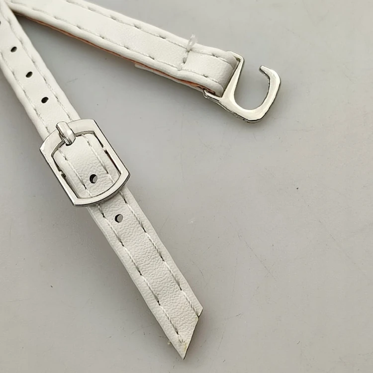 Paseczki eko skóra do butów z klamerką 8 mm białe 60 cm