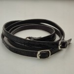 Paseczki eko skóra do butów z klamerką 8 mm / 60 cm czarne lakierowane