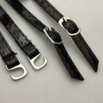Paseczki eko skóra do butów z klamerką 8 mm / 60 cm czarne lakierowane