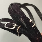 Paseczki eko skóra do butów z klamerką srebrną 8 mm czarne zamszowe 60 cm
