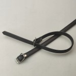 Paseczki eko skóra do butów z klamerką srebrną 10 mm / 30 cm czarne