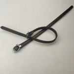 Paseczki eko skóra do butów z klamerką srebrną 10 mm / 30 cm czarne