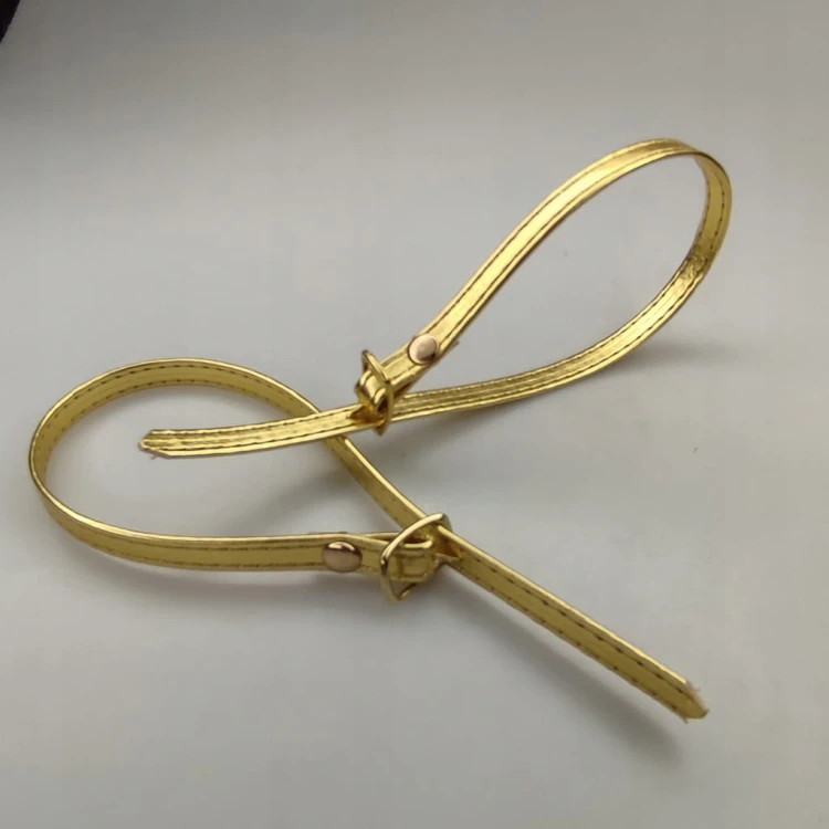 Paseczki eko skóra do butów z klamerką srebrną 8 mm / 30 cm złote