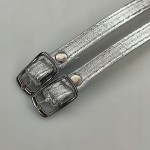 Paseczki eko skóra do butów z klamerką srebrną 8 mm / 30 cm srebrne