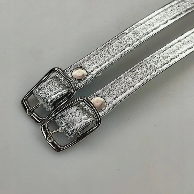 Paseczki eko skóra do butów z klamerką srebrną 8 mm / 30 cm srebrne