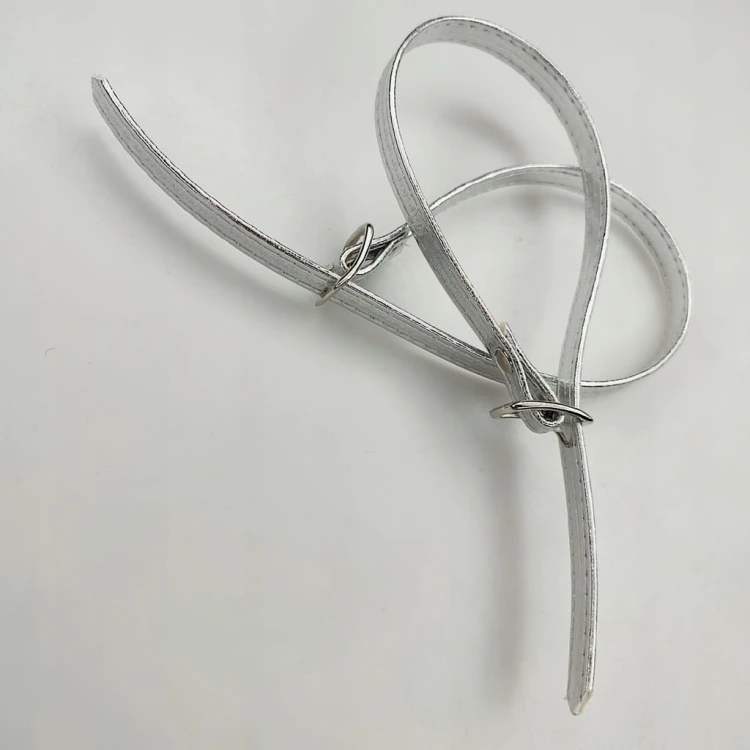 Paseczki eko skóra do butów z klamerką srebrną 8 mm / 30 cm srebrne