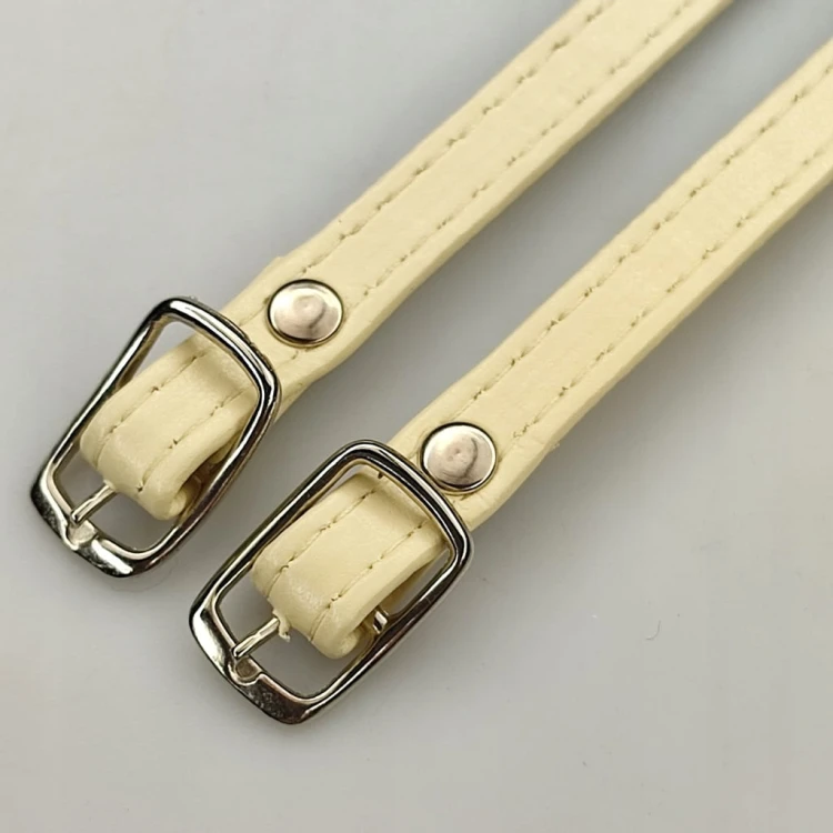 Paseczki eko skóra do butów z klamerką srebrną 8 mm / 30 cm beżowe