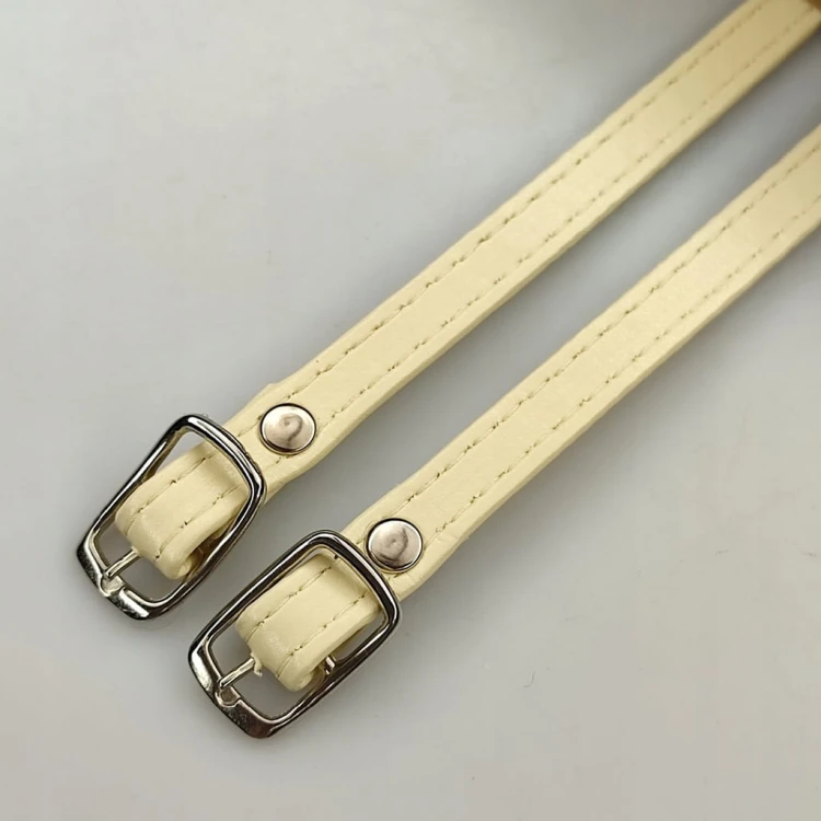 Paseczki eko skóra do butów z klamerką srebrną 8 mm / 30 cm beżowe