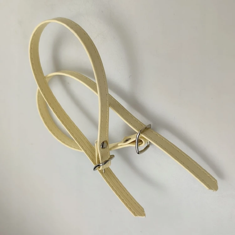 Paseczki eko skóra do butów z klamerką srebrną 8 mm / 30 cm beżowe
