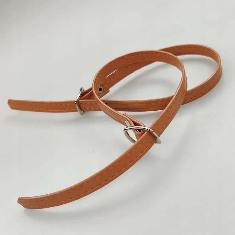 Paseczki eko skóra do butów z klamerką srebrną 8 mm / 30 cm jasny brąz