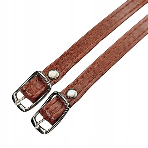 Paseczki eko skóra do butów z klamerką srebrną 8 mm / 30 cm brązowe