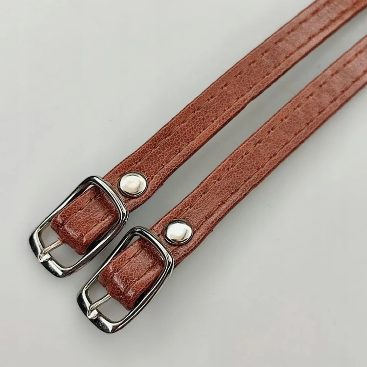 Paseczki eko skóra do butów z klamerką srebrną 8 mm / 30 cm brązowe