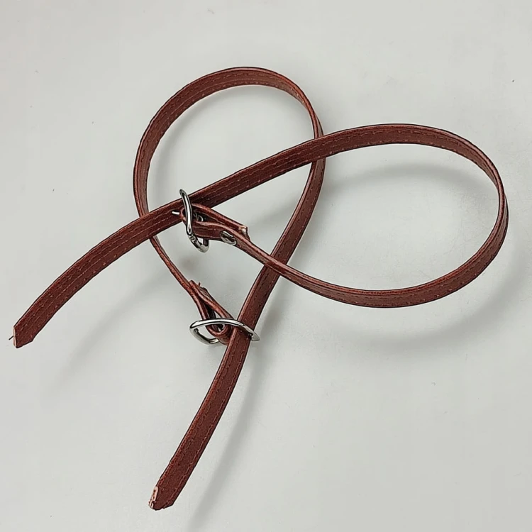 Paseczki eko skóra do butów z klamerką srebrną 8 mm / 30 cm brązowe