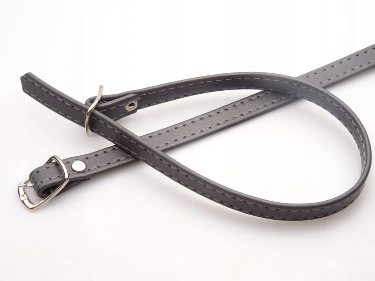 Paseczki szersze eko skóra do butów z klamerką srebrną 10 mm / 30 cm szare