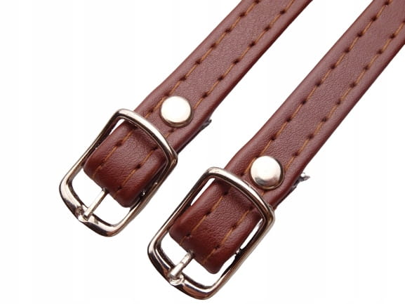 Paseczki szersze eko skóra do butów z klamerką srebrną 10 mm / 30 cm brąz