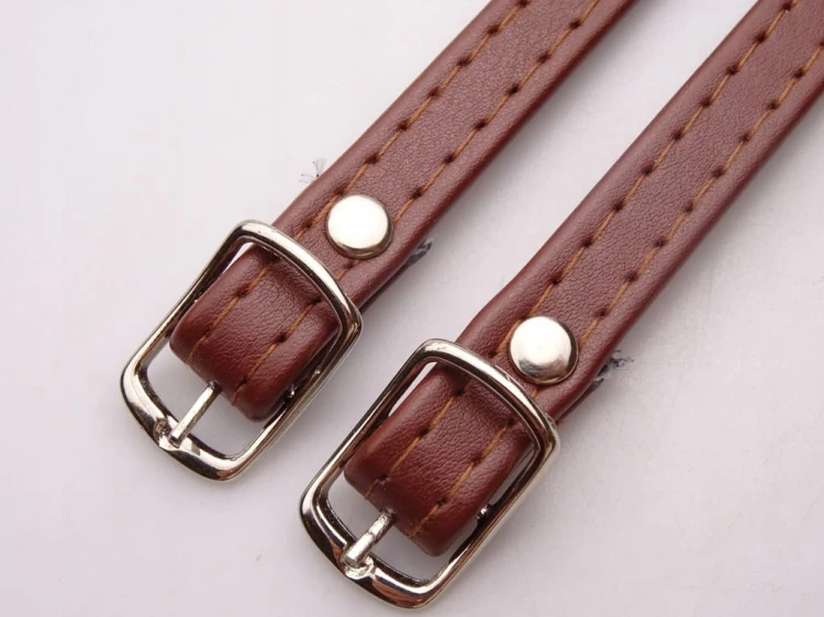 Paseczki szersze eko skóra do butów z klamerką srebrną 10 mm / 30 cm brąz