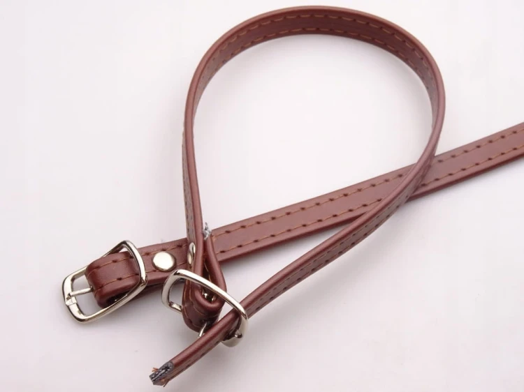 Paseczki szersze eko skóra do butów z klamerką srebrną 10 mm / 30 cm brąz