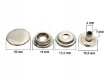 Napy zatrzaski metalowe kaletnicze 15 mm / 1000 sztuk srebrny