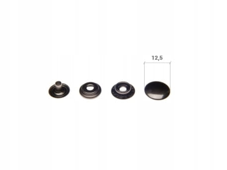 Napy zatrzaski metalowe kaletnicze 12,5 mm czarny nikiel 1000 sztuk