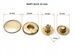 Napy zatrzaki Alfa kaletnicze 15 mm 50 szt złote