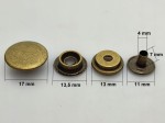 Napy zatrzaski kaletnicze 17 mm 50 szt STARE ZŁOTO