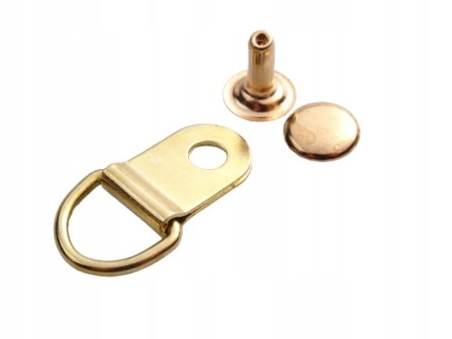 Uchwyt hak przelotka do obuwia + nit 1 szt złoty