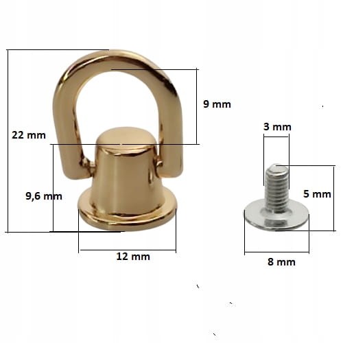 Uchwyt do torebki okucie kaletnicze 12 mm złoty