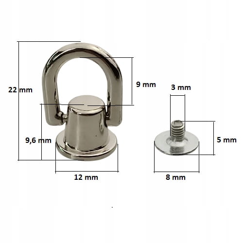 Uchwyt do torebki okucie kaletnicze 12 mm nikiel