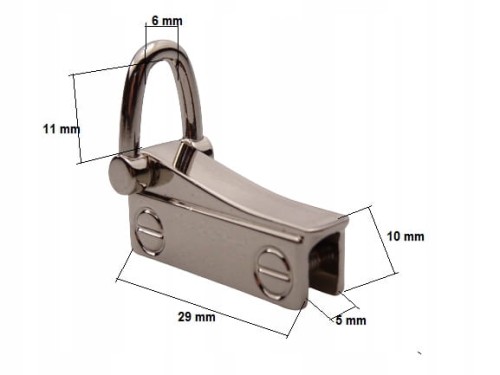 Uchwyt boczny metalowy do torby torebki prawy lewy 29 / 10 mm srebrny 2 szt
