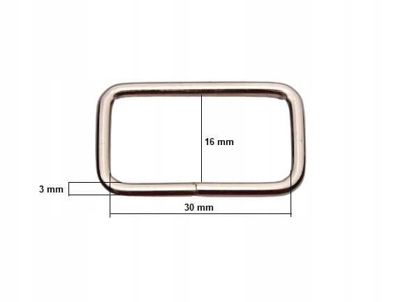 Ramka kaletnicza 30 / 16 / 3 mm srebrna 10 szt