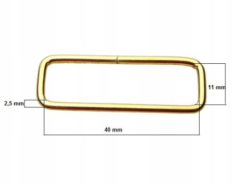 Ramka kaletnicza 40 / 11 / 2,5 mm 1 sztuka złoty