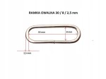 Ramka kaletnicza owalna 30 / 8 / 2,5 mm srebrny 10 sztuk