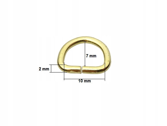 Półkole kaletnicze 10 / 7 / 2 mm złoty 10 sztuk