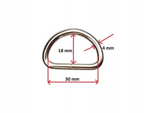 Półkole kaletnicze 30 / 18 / 4 mm srebrny 1 sztuka