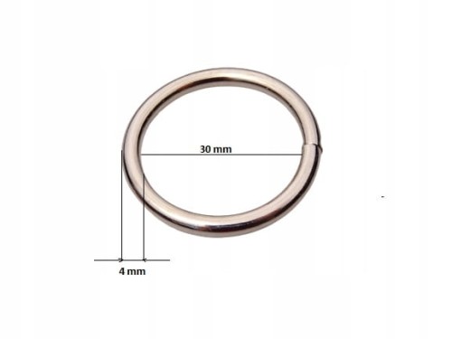 Kółko metalowe SPAWANE do paska torby plecaka 30 / 4 mm srebrny 1 sztuka