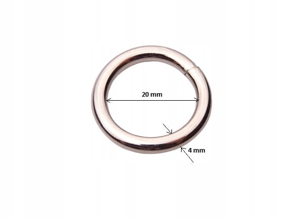 Kółko metalowe kaletnicze SPAWANE 20 / 4 mm nikiel 10 sztuk