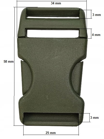Klamra zatrzaskowa plastikowa 25 mm do paska 50 szt oliwka