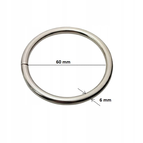 Kółko kaletnicze metalowe 60 / 6 mm srebrny 1 sztuk