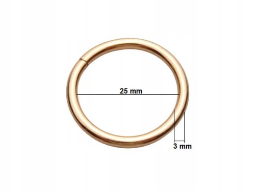 Kółko kaletnicze do paska 25 / 3 mm złote 1 szt