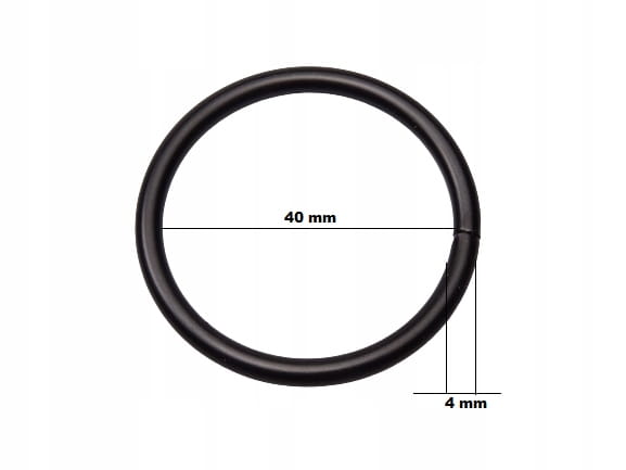 Kółko metalowe kaletnicze metalowe 40 / 4 mm czarne 10 sztuk