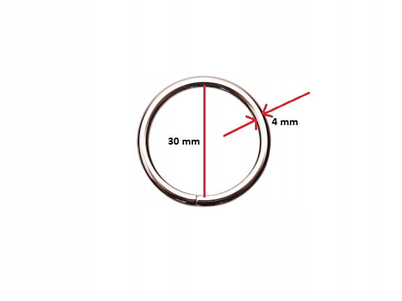 Kółko metalowe kaletnicze do paska torby 30 / 4 mm srebrny 10 sztuk