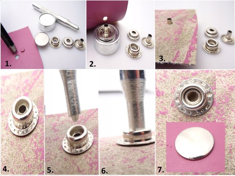 Zestaw do montażu nap zatrzasków standard 17 mm + 30 sztuk nap wycinak