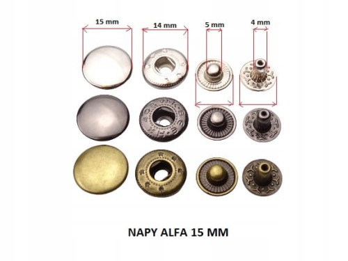 Zestaw do montażu nap ALFA zatrzasków 15 mm + 30 szt nap wycinak