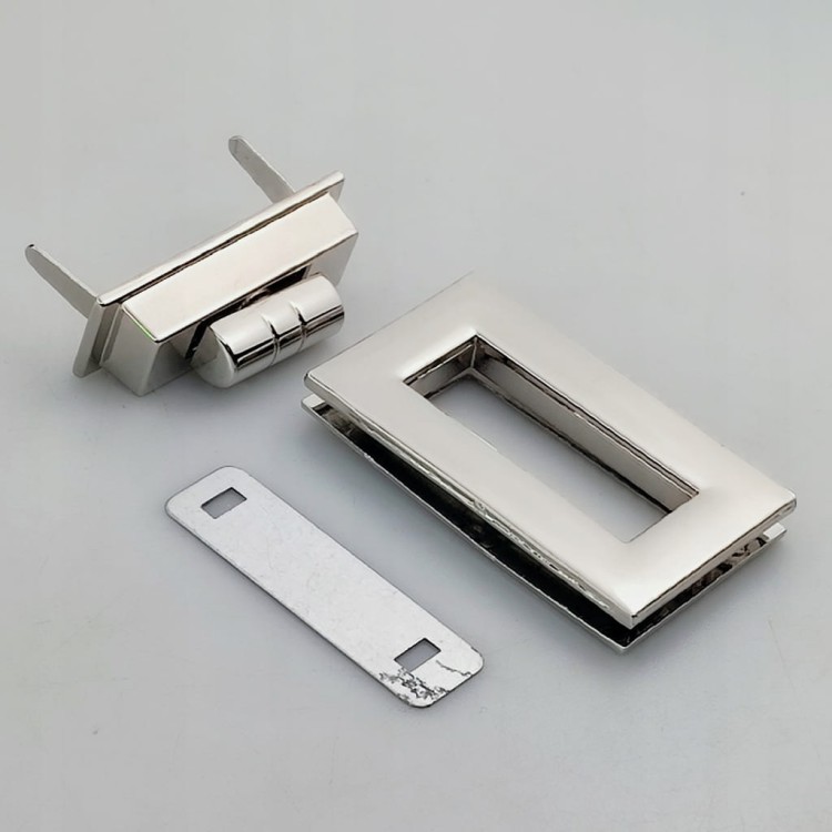 Zamek zapięcie do torebki teczki 50 x 30 mm srebrny