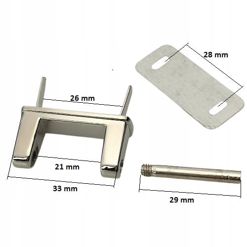 Uchwyt metalowy zapięcie do rączki walizki torebki 33 mm srebrny