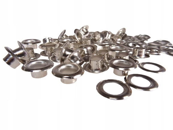 Oczka Polskie metalowe kaletnicze 6 / 12 / 5 mm 1000 sztuk NIKIEL