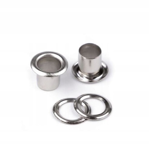 Oczka metalowe WYSOKIE kaletnicze szewskie 6 / 11 / 8 mm 100 sztuk nikiel