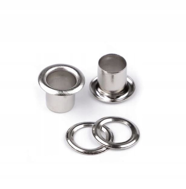 Oczka metalowe WYSOKIE kaletnicze szewskie 6 / 11 / 8 mm 100 sztuk nikiel