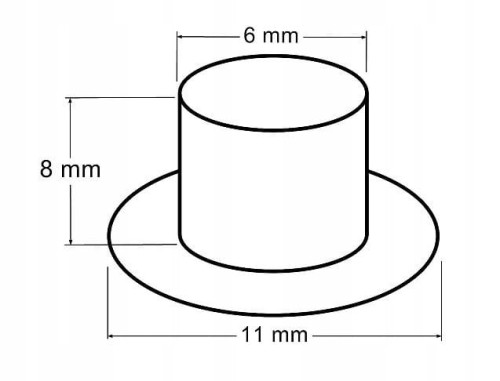 Oczka metalowe WYSOKIE kaletnicze szewskie 6 / 11 / 8 mm 100 sztuk nikiel